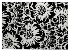2' X 3' Black and Ivory Floral Washable Non Skid Indoor Outdoor Area Rug