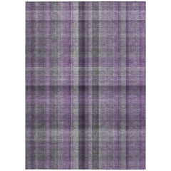5' X 8' Purple Plaid Washable Non Skid Indoor Outdoor Area Rug