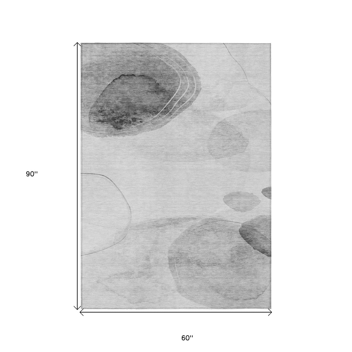 5' X 8' Gray and Light Gray Abstract Washable Non Skid Indoor Outdoor Area Rug