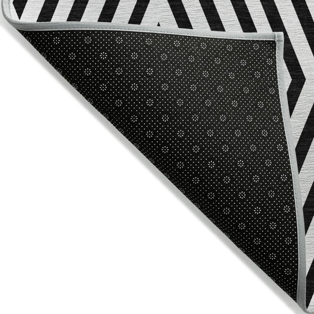 5' X 8' Black and White Geometric Washable Non Skid Indoor Outdoor Area Rug