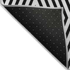 5' X 8' Black and White Geometric Washable Non Skid Indoor Outdoor Area Rug