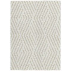 3' X 4' Beige and Ivory Geometric Washable Non Skid Indoor Outdoor Area Rug