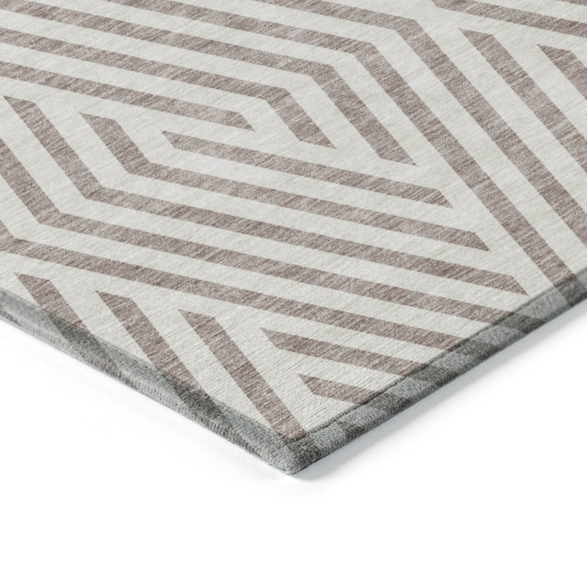 8' X 10' Taupe and Ivory Geometric Washable Non Skid Indoor Outdoor Area Rug