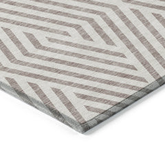 8' X 10' Taupe and Ivory Geometric Washable Non Skid Indoor Outdoor Area Rug