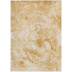 3' X 4' Cream and Gold Abstract Washable Non Skid Indoor Outdoor Area Rug