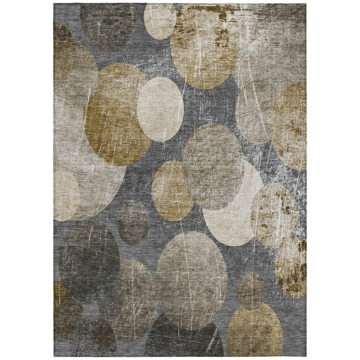 3' X 4' Brown Beige and Ivory Abstract Washable Non Skid Indoor Outdoor Area Rug