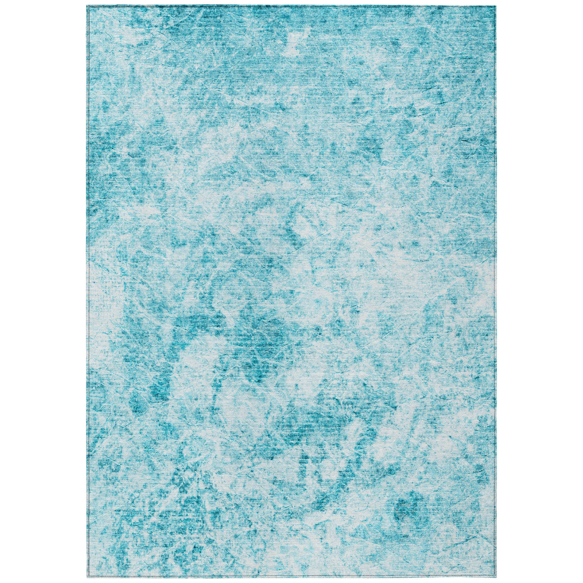 3' X 4' Teal Abstract Washable Non Skid Indoor Outdoor Area Rug