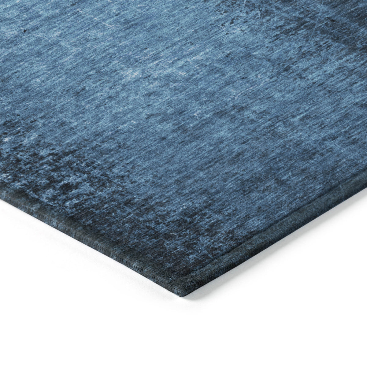 9' X 12' Navy Blue Abstract Washable Non Skid Indoor Outdoor Area Rug