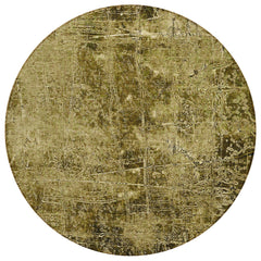 8' Round Green Round Abstract Washable Non Skid Indoor Outdoor Area Rug