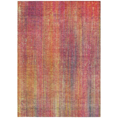 8' X 10' Red and Orange Striped Washable Non Skid Indoor Outdoor Area Rug