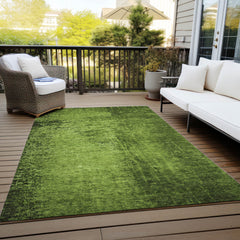 10' X 14' Green Abstract Washable Non Skid Indoor Outdoor Area Rug