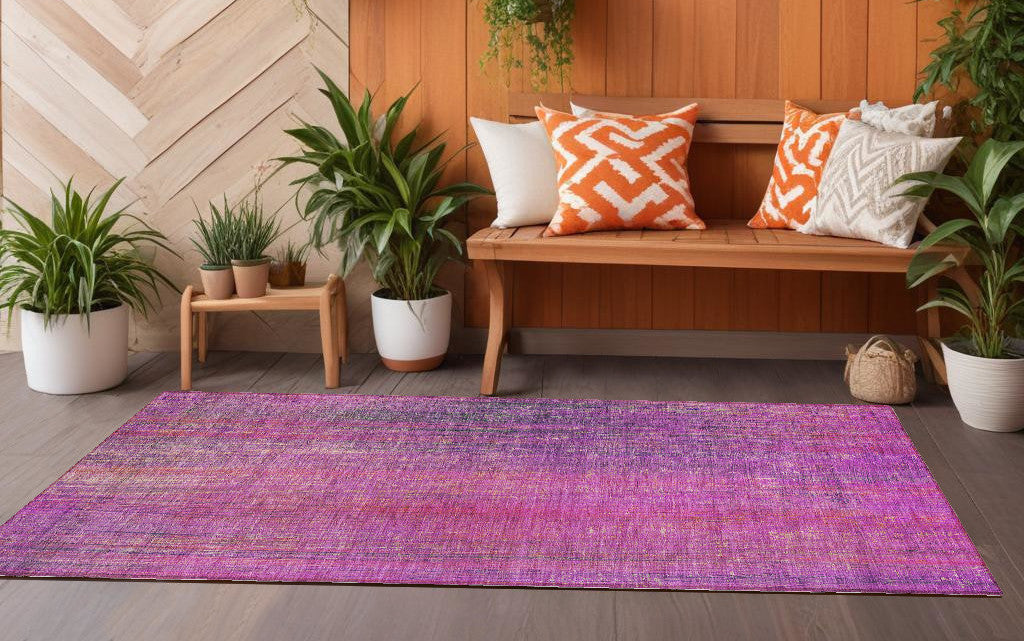 8' Runner Lilac Striped Washable Non Skid Indoor Outdoor Runner Rug