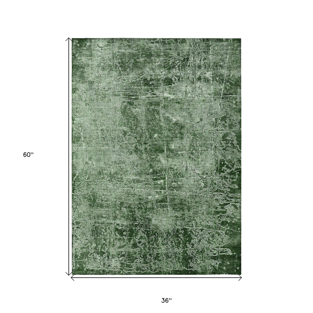 3' X 5' Emerald Abstract Washable Non Skid Indoor Outdoor Area Rug