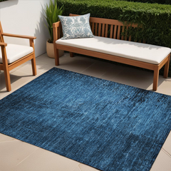 5' X 8' Navy Blue Abstract Washable Non Skid Indoor Outdoor Area Rug