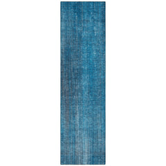 8' Runner Blue Striped Washable Non Skid Indoor Outdoor Runner Rug