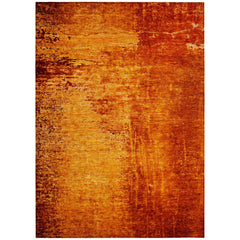 9' X 12' Orange Abstract Washable Non Skid Indoor Outdoor Area Rug
