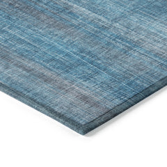 5' X 8' Blue Striped Washable Non Skid Indoor Outdoor Area Rug
