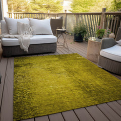 10' X 14' Gold Abstract Washable Non Skid Indoor Outdoor Area Rug