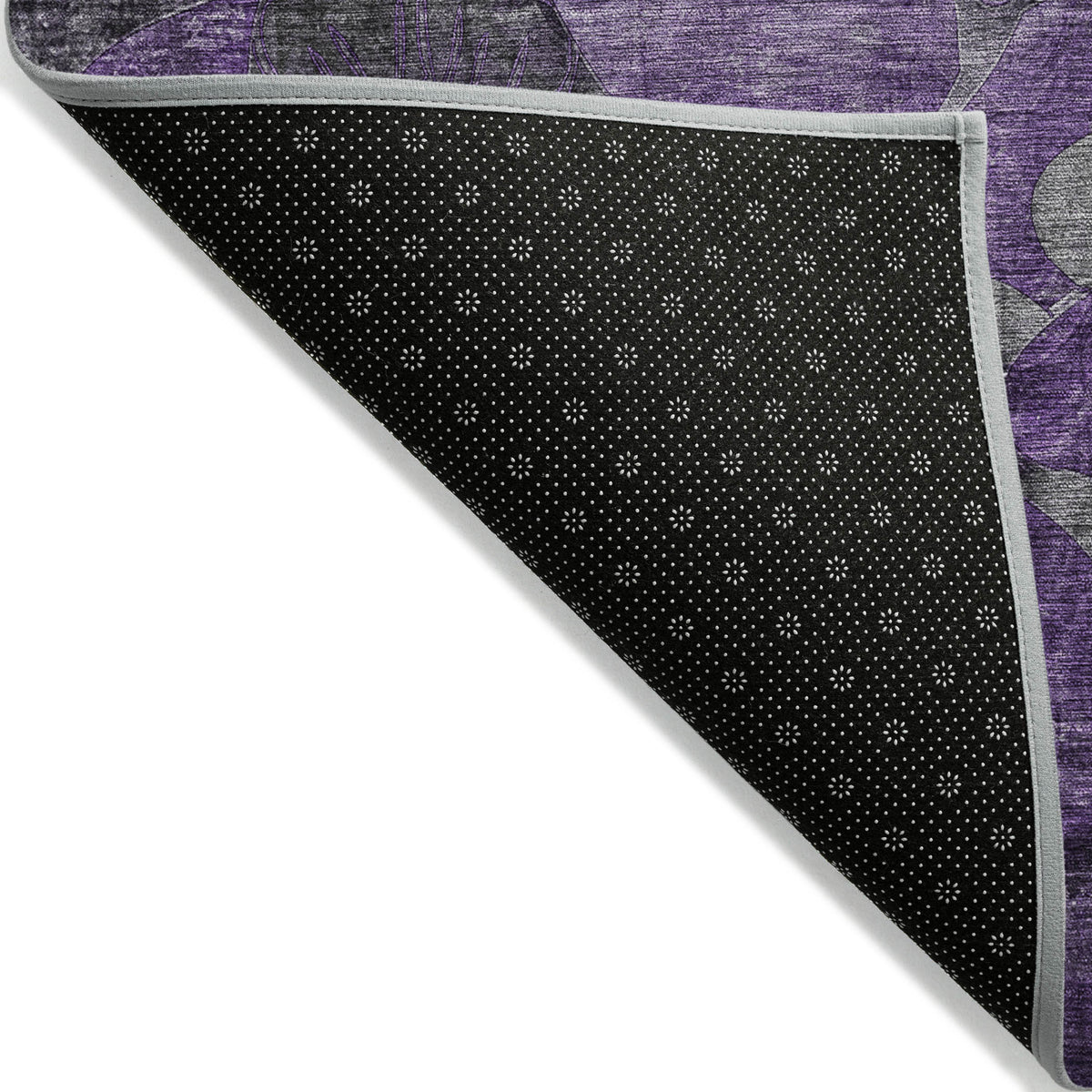 5' X 8' Purple Floral Washable Non Skid Indoor Outdoor Area Rug