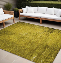 9' X 12' Gold Abstract Washable Non Skid Indoor Outdoor Area Rug