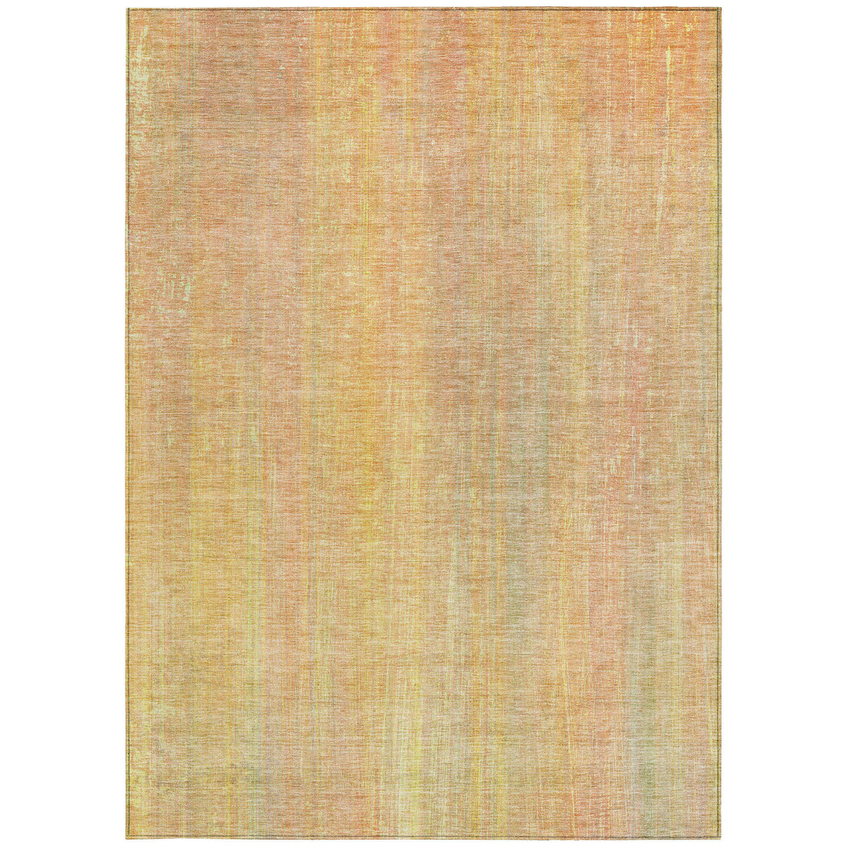 9' X 12' Yellow and Orange Striped Washable Non Skid Indoor Outdoor Area Rug