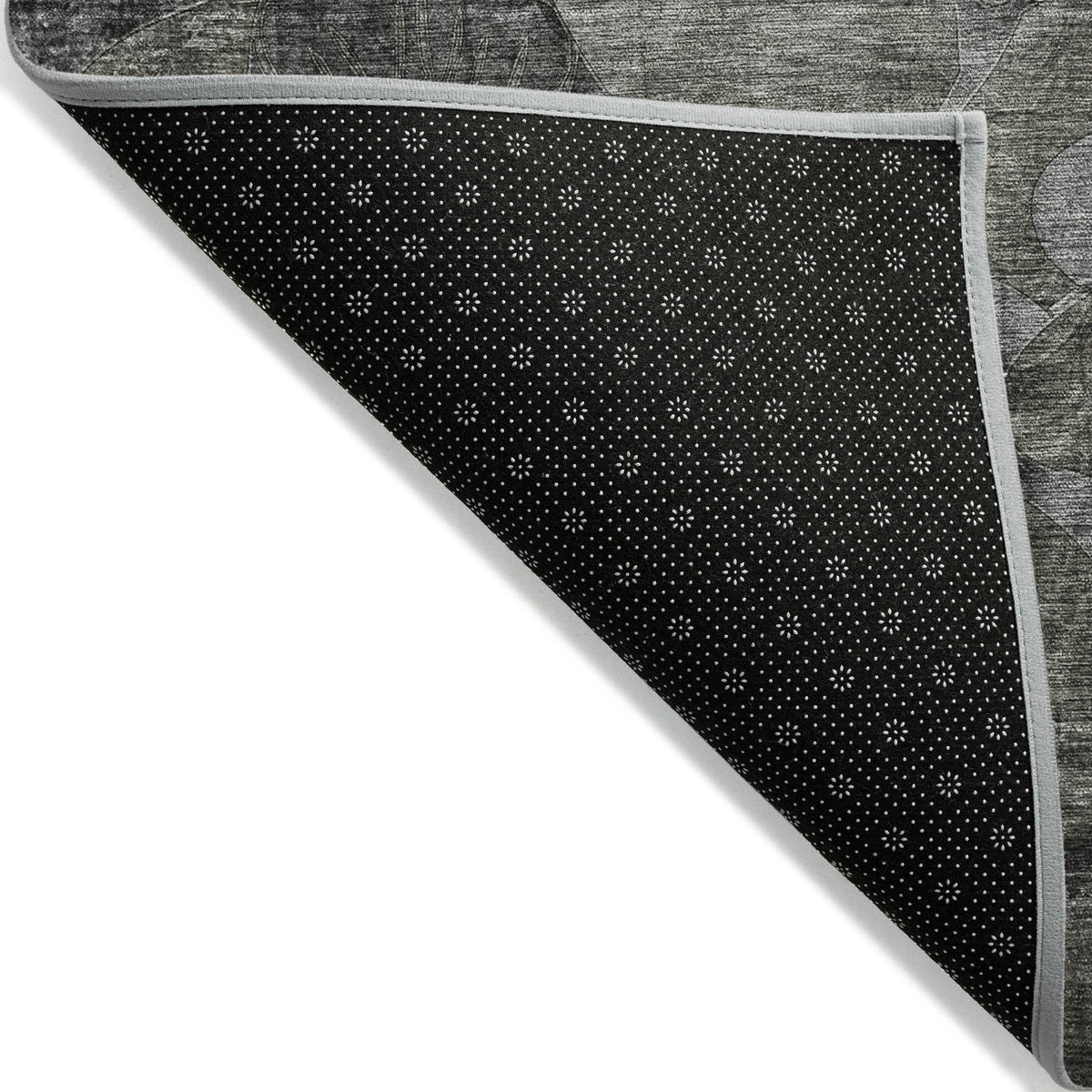8' X 10' Gray Floral Washable Non Skid Indoor Outdoor Area Rug