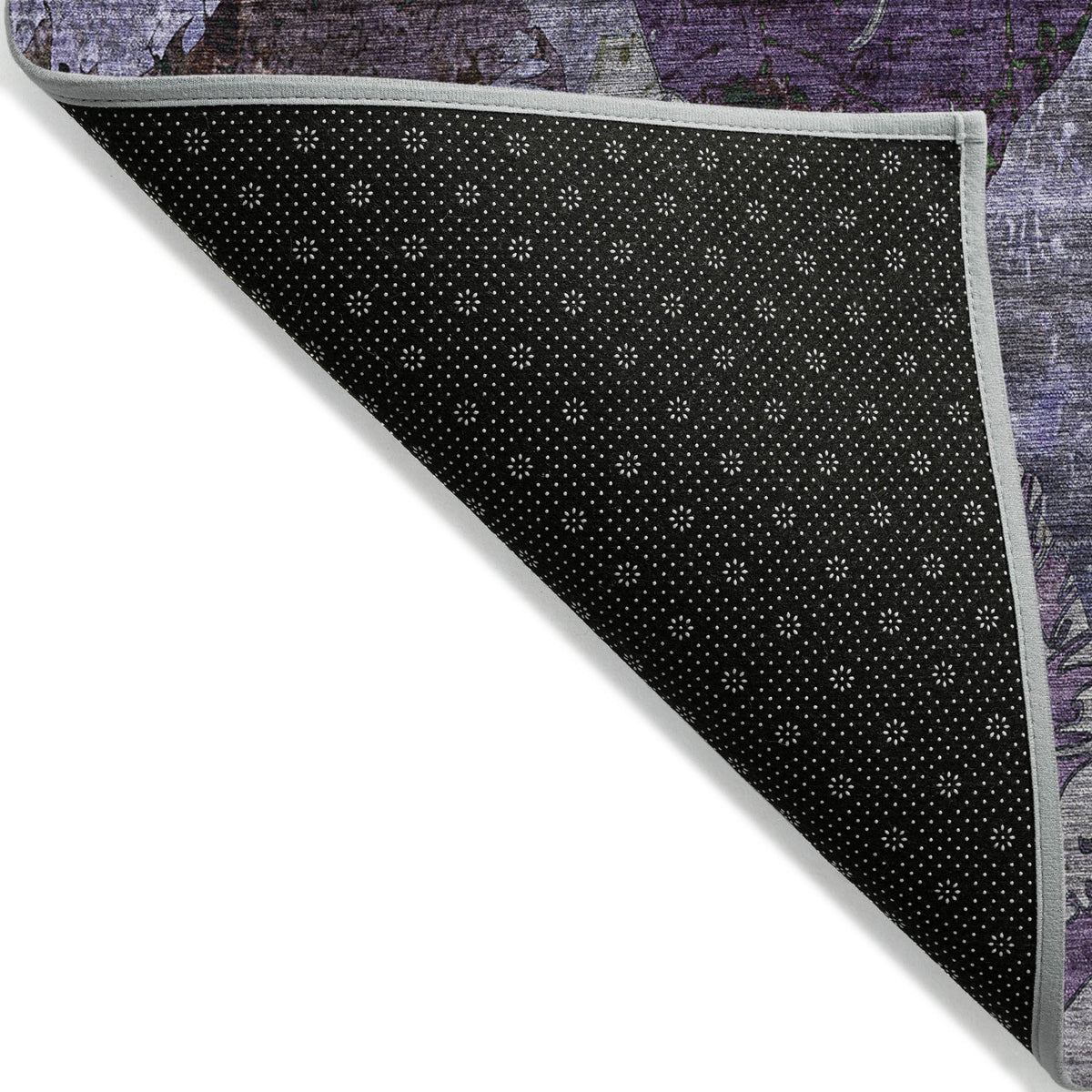 3' X 4' Purple and Green Floral Washable Non Skid Indoor Outdoor Area Rug