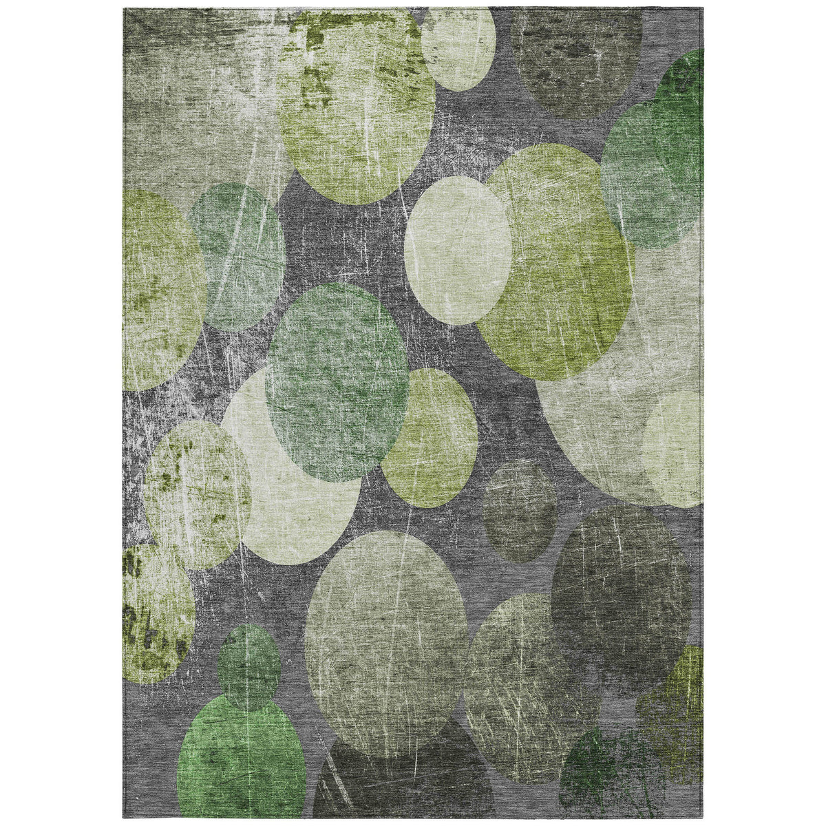 10' X 14' Green and Gray Abstract Washable Non Skid Indoor Outdoor Area Rug
