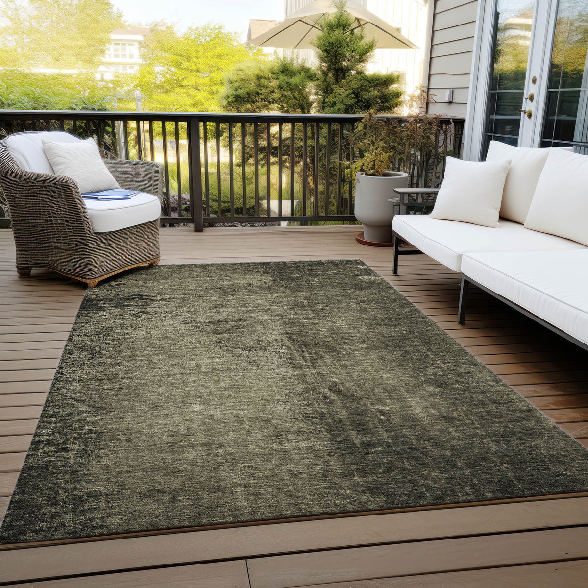 3' X 5' Gray Abstract Washable Non Skid Indoor Outdoor Area Rug