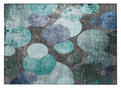2' X 3' Gray Blue and Purple Abstract Washable Non Skid Indoor Outdoor Area Rug