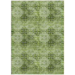 3' X 5' Olive Green Floral Medallion Washable Non Skid Indoor Outdoor Area Rug