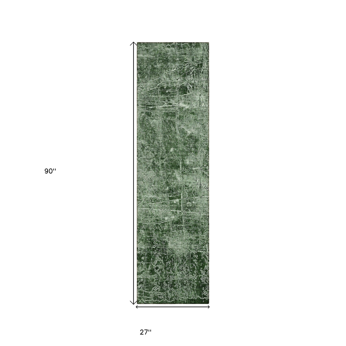 8' Runner Emerald Abstract Washable Non Skid Indoor Outdoor Runner Rug