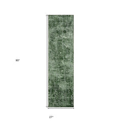 8' Runner Emerald Abstract Washable Non Skid Indoor Outdoor Runner Rug