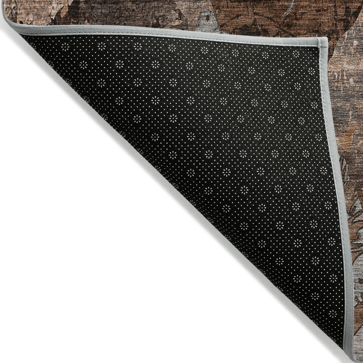 10' X 14' Brown Terracotta and Gray Floral Washable Non Skid Indoor Outdoor Area Rug