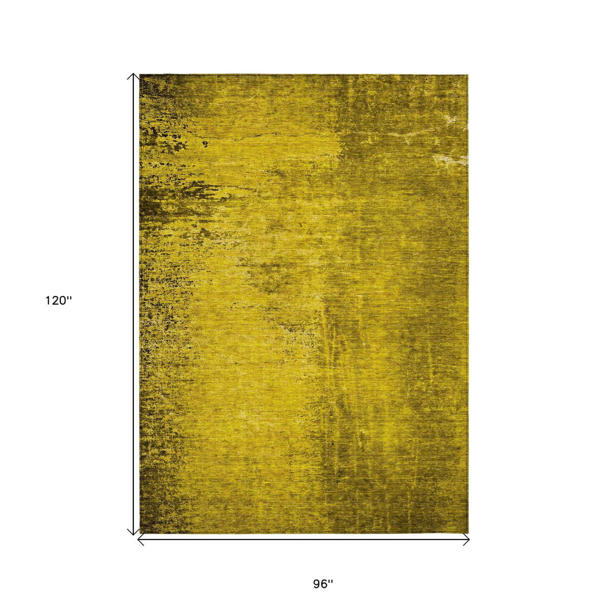 8' X 10' Gold Abstract Washable Non Skid Indoor Outdoor Area Rug