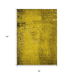 8' X 10' Gold Abstract Washable Non Skid Indoor Outdoor Area Rug