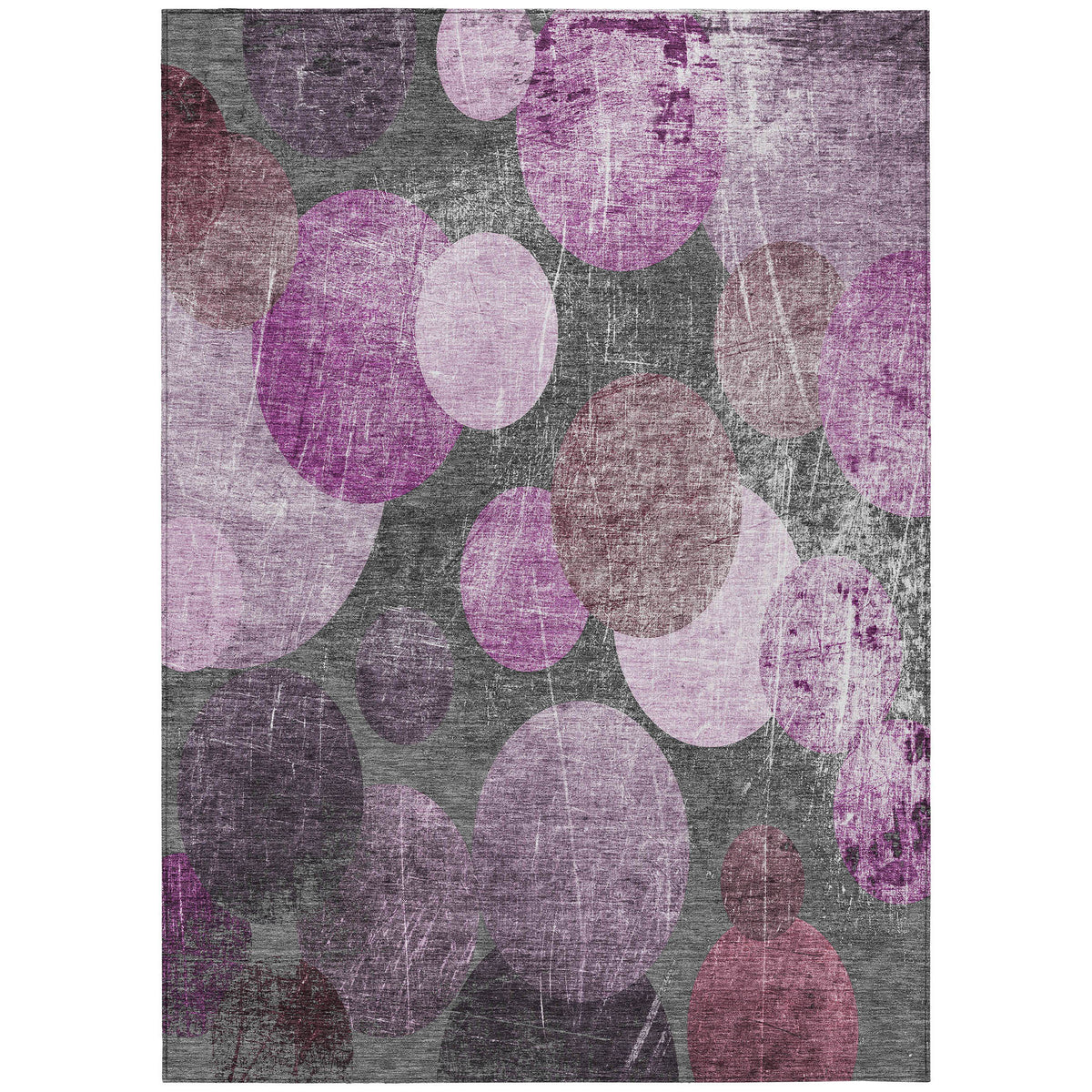 9' X 12' Gray and Purple Abstract Washable Non Skid Indoor Outdoor Area Rug