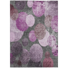 9' X 12' Gray and Purple Abstract Washable Non Skid Indoor Outdoor Area Rug