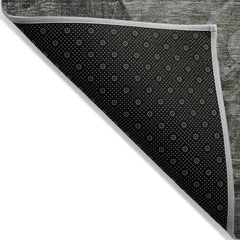 5' X 8' Gray Floral Washable Non Skid Indoor Outdoor Area Rug