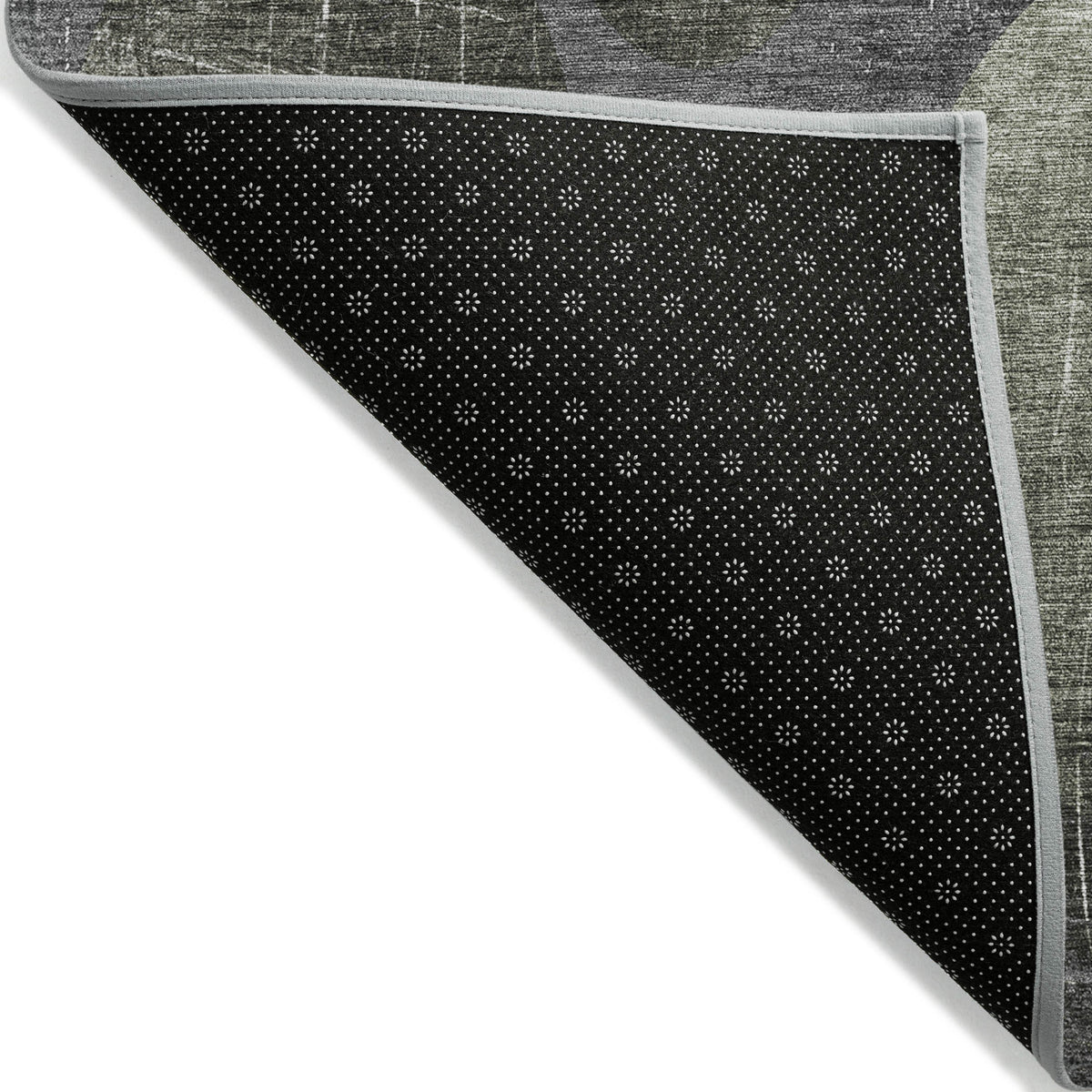 5' X 8' Green and Gray Abstract Washable Non Skid Indoor Outdoor Area Rug