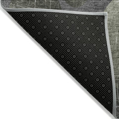 5' X 8' Green and Gray Abstract Washable Non Skid Indoor Outdoor Area Rug