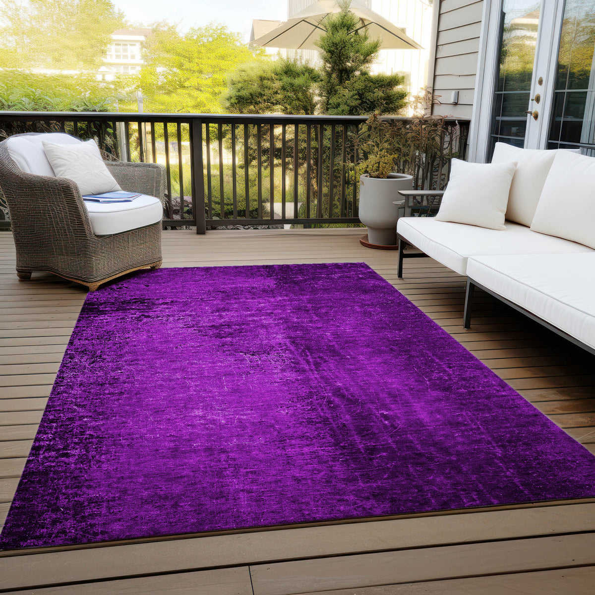 3' X 4' Purple Abstract Washable Non Skid Indoor Outdoor Area Rug
