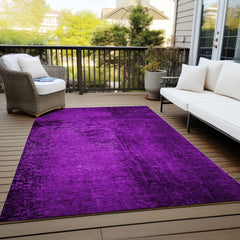 3' X 4' Purple Abstract Washable Non Skid Indoor Outdoor Area Rug