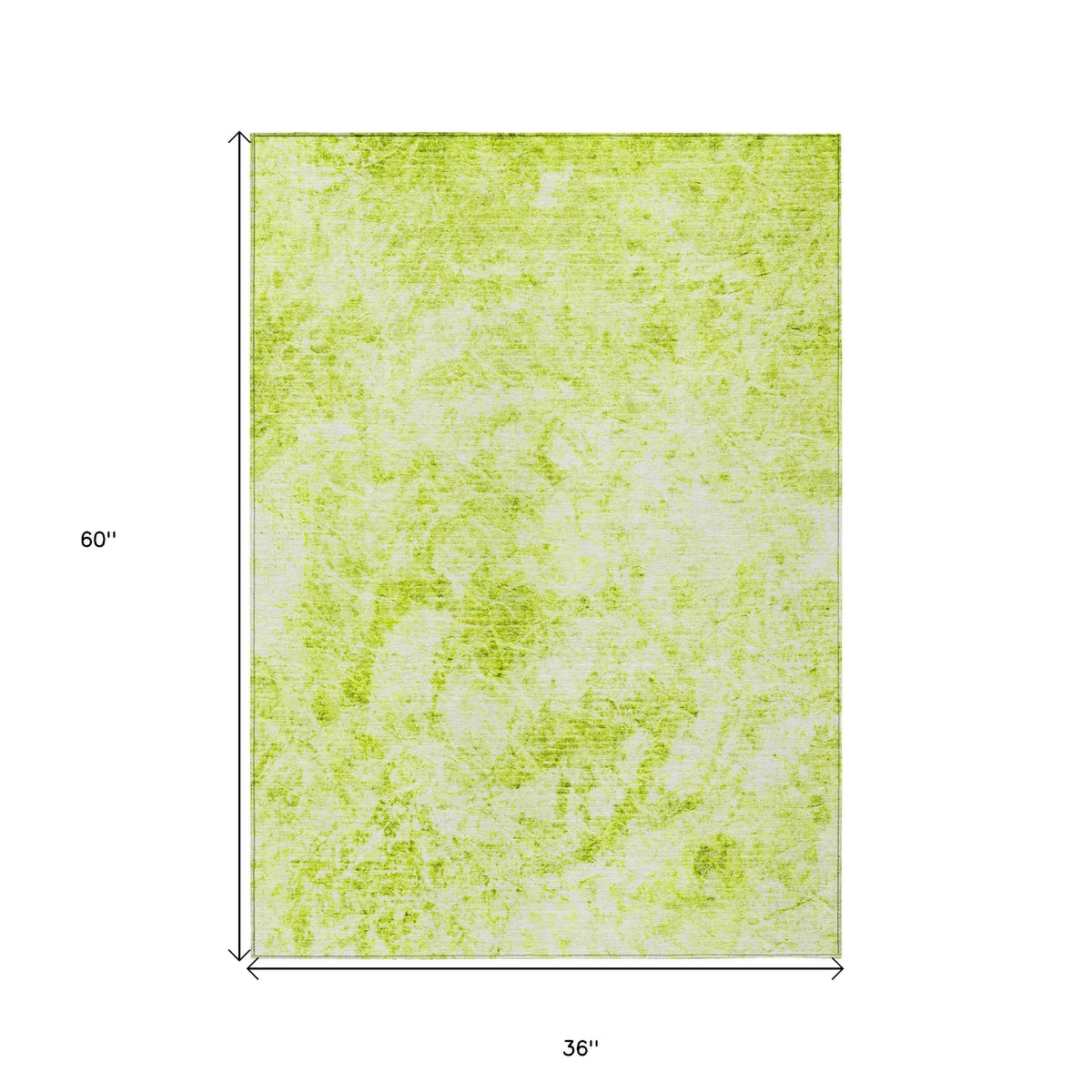 3' X 5' Lime Green Abstract Washable Non Skid Indoor Outdoor Area Rug