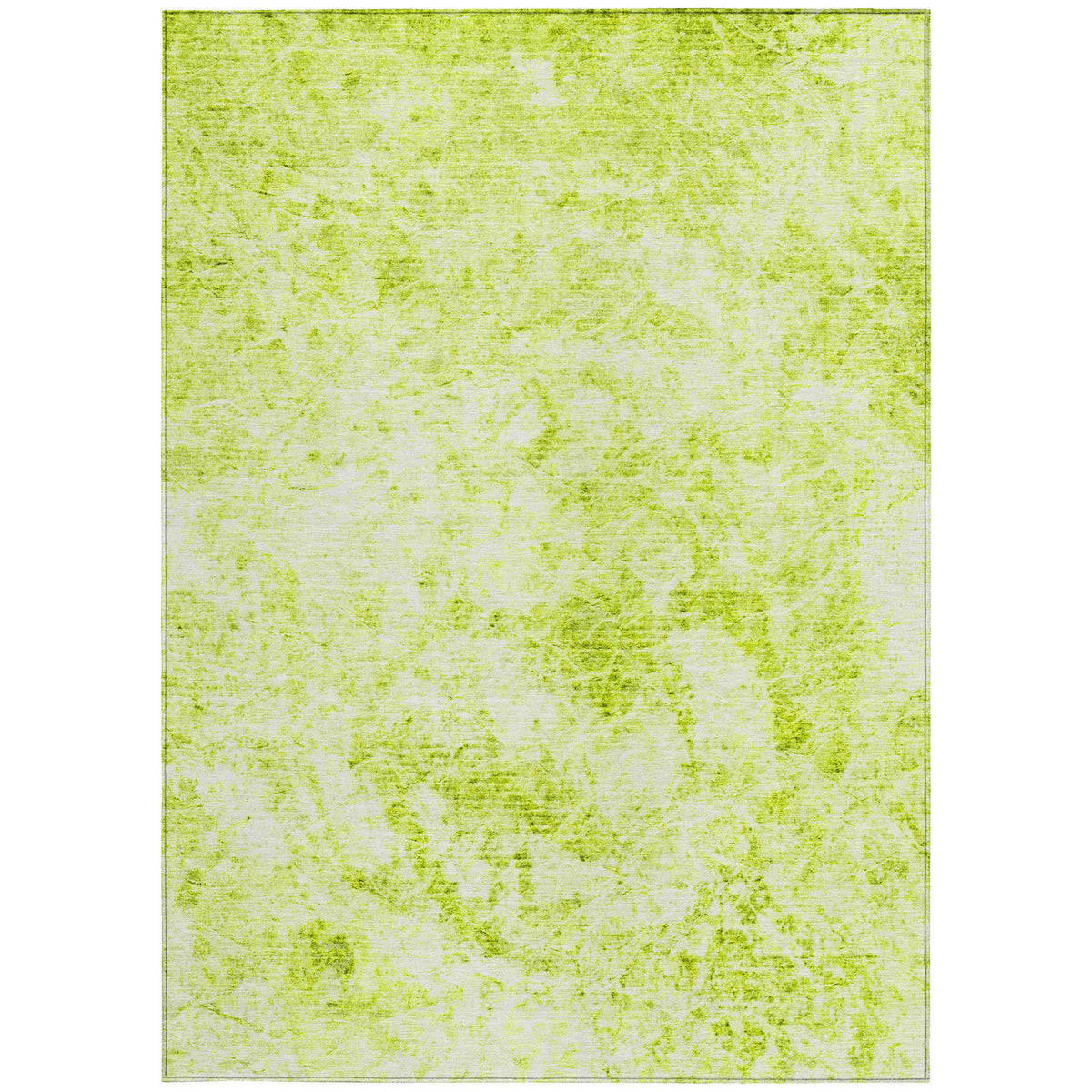 9' X 12' Lime Green Abstract Washable Non Skid Indoor Outdoor Area Rug
