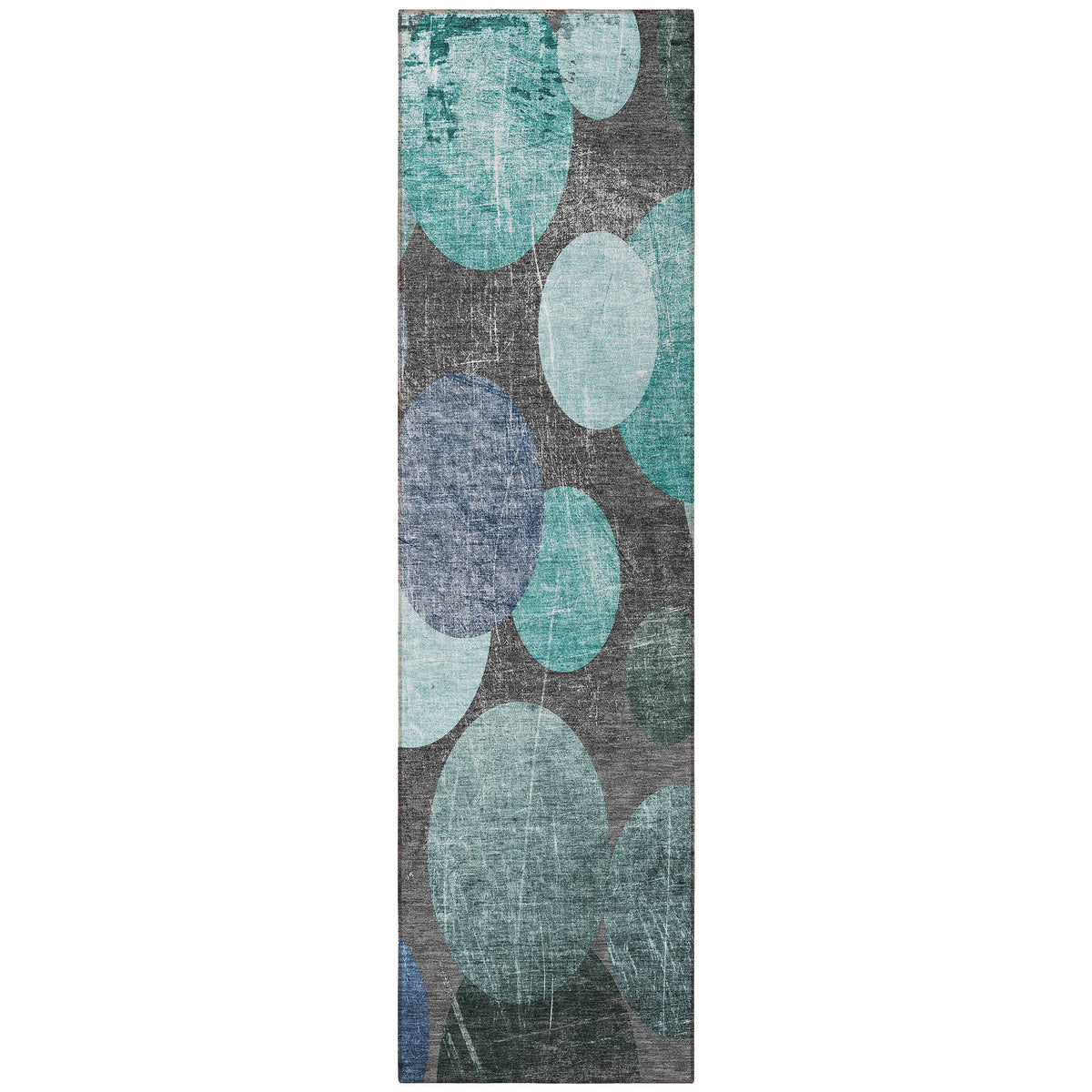 8' Runner Gray Blue and Purple Abstract Washable Non Skid Indoor Outdoor Runner Rug