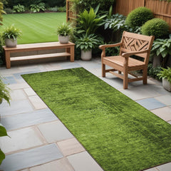 8' Runner Green Abstract Washable Non Skid Indoor Outdoor Runner Rug