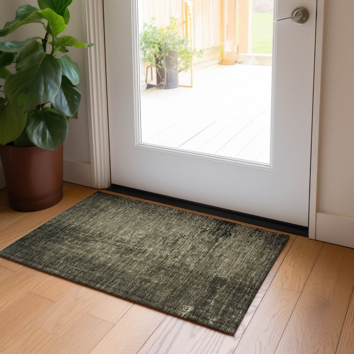 2' X 3' Gray Abstract Washable Non Skid Indoor Outdoor Area Rug