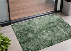 2' X 3' Emerald Abstract Washable Non Skid Indoor Outdoor Area Rug