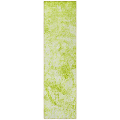 8' Runner Lime Green Abstract Washable Non Skid Indoor Outdoor Runner Rug